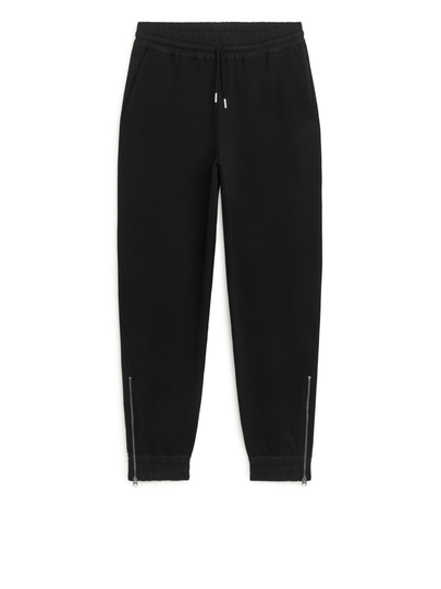 Woven-Detail Sweatpants - Black