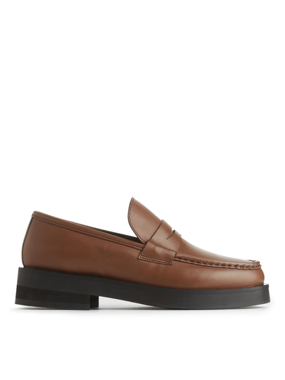 Leather Penny Loafers - Beige