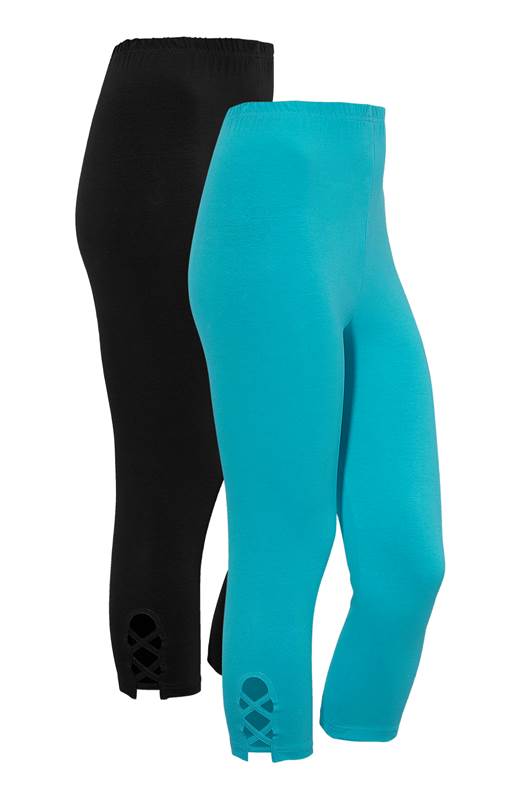 Cellbes Leggings i caprilängd 2-Pack Turkos Svart