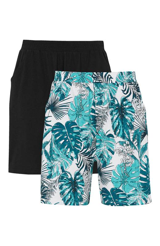 Cellbes Mönstrade shorts med fickor 2-Pack Turkos Mönstrad Svart
