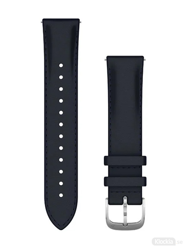 Garmin 20mm Marinblått präglat läderarmband med silverfärgade detaljer