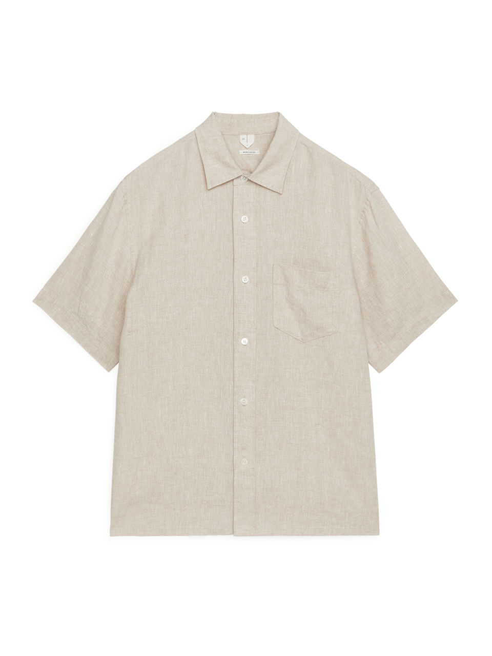 Short-Sleeved Linen Shirt - Beige