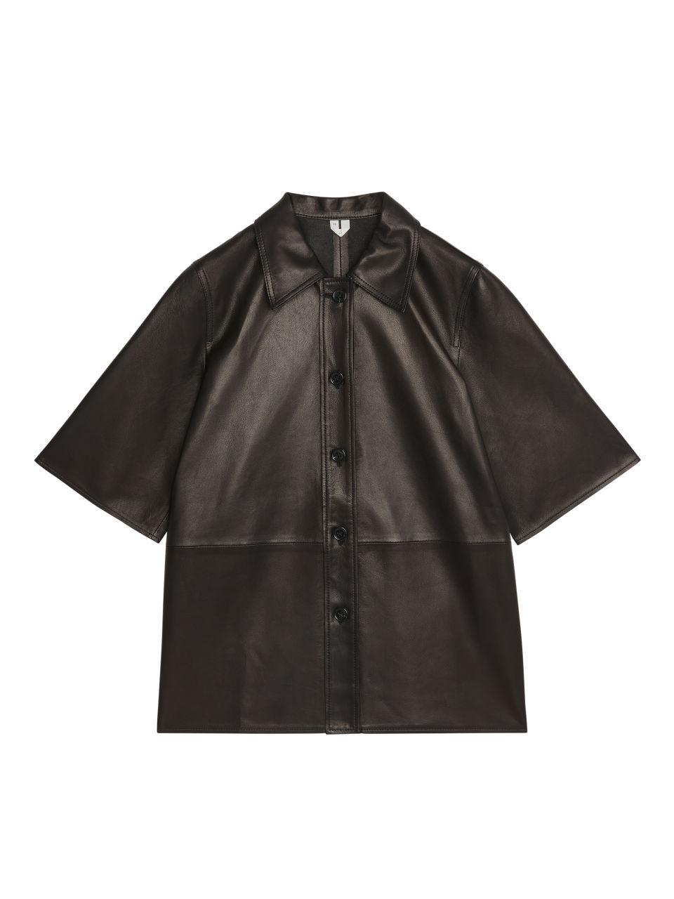 Short-Sleeve Leather Shirt - Black