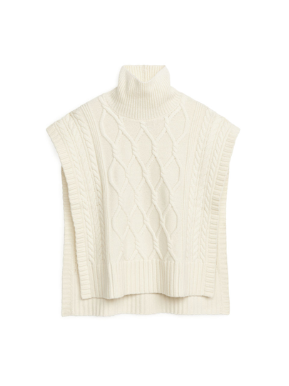 Cable-Knit Wool Collar - White