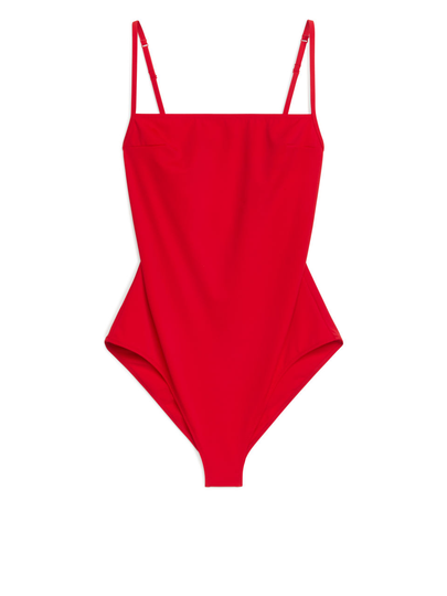 Square-Neck Swimsuit - Orange