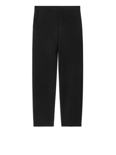 Fluid Barrel-Leg Trousers - Black