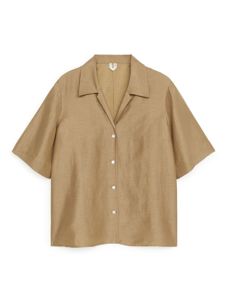 Relaxed Short-Sleeved Blouse - Beige