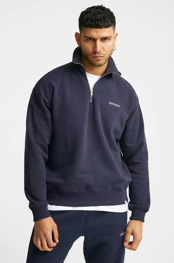 Les Deux Tröja Diego Halfzip Sweatshirt Blå