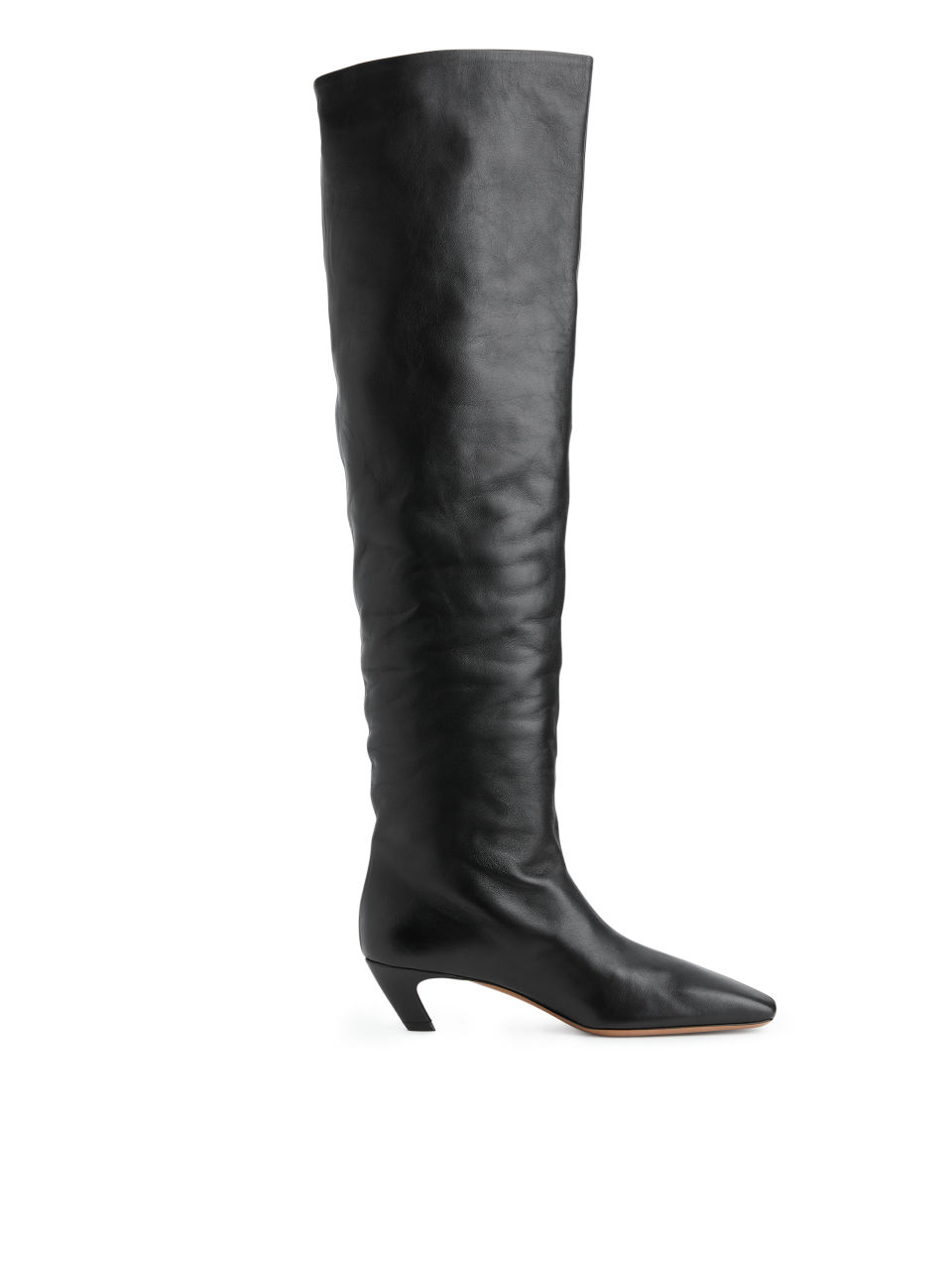 Over-The-Knee Leather Boots - Black