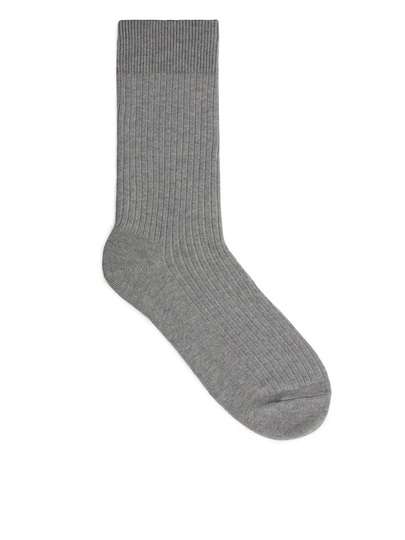 Supima Cotton Rib Socks - Grey