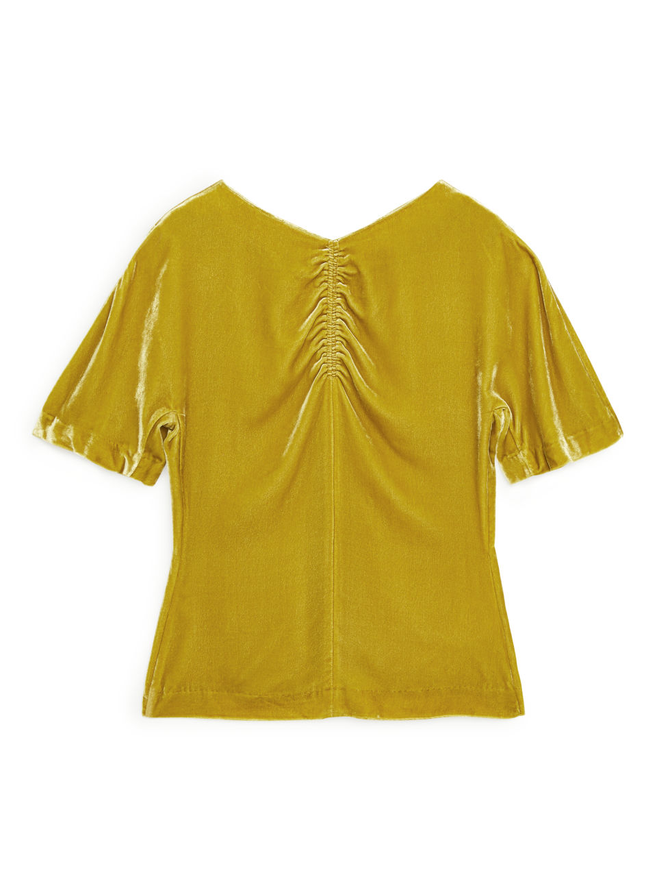 Ruched Velvet Top - Yellow
