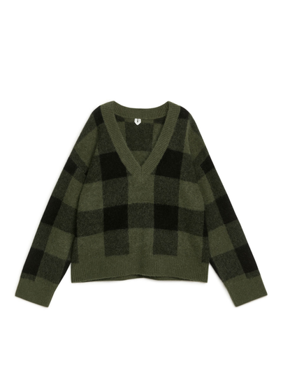 Alpaca Blend V-Neck Jumper - Green