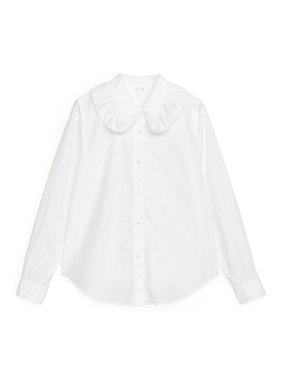 Frill Collar Poplin Shirt - White
