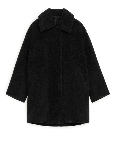 Oversized Pile Coat - Black