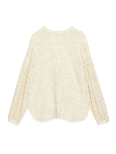 Floral Jacquard Blouse - Beige