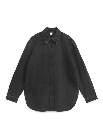 Cotton Lyocell Denim Overshirt - Black