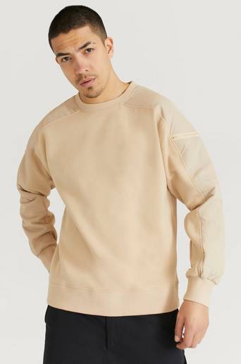 Studio Total Sweatshirt Nylon Crewneck Beige