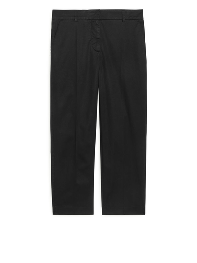 Cropped Stretch Chinos - Black
