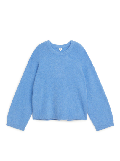 Bell-Sleeve Alpaca Jumper - Blue