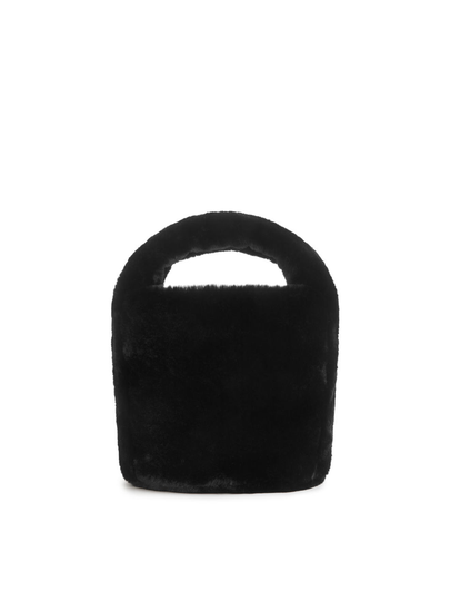 Faux Fur Bucket Bag - Black