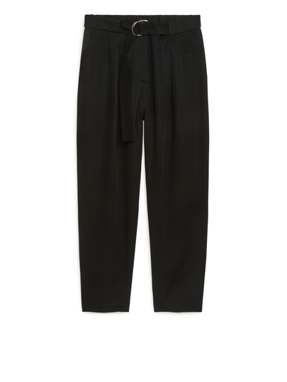 Belted Lyocell Trousers - Black