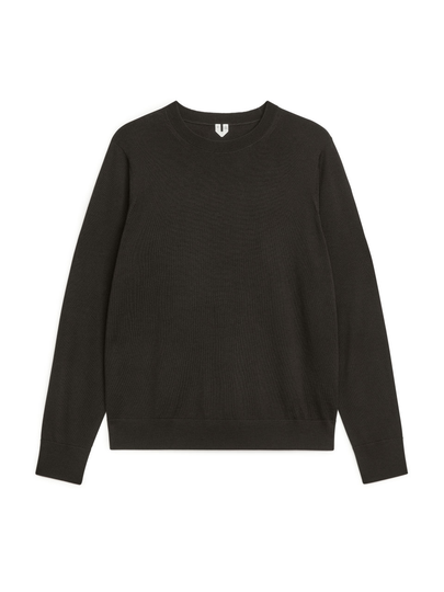 Fine Knit Merino Jumper - Brown