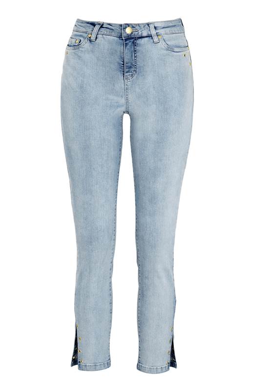 Cellbes Stretchjeans med guldfärgad öljettdekor Ljusblå Denim