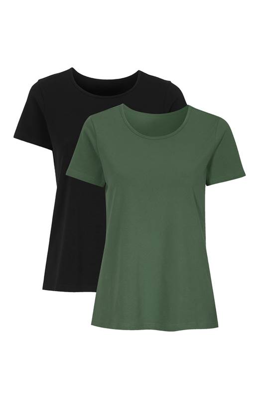 Cellbes Trikåtopp 2-Pack Mörkgrön Svart