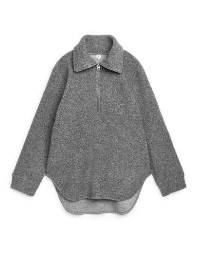 Half Zip Pile Sweatshirt - Grey