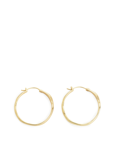 Irregular Gold-Plated Hoop Earrings - Brown