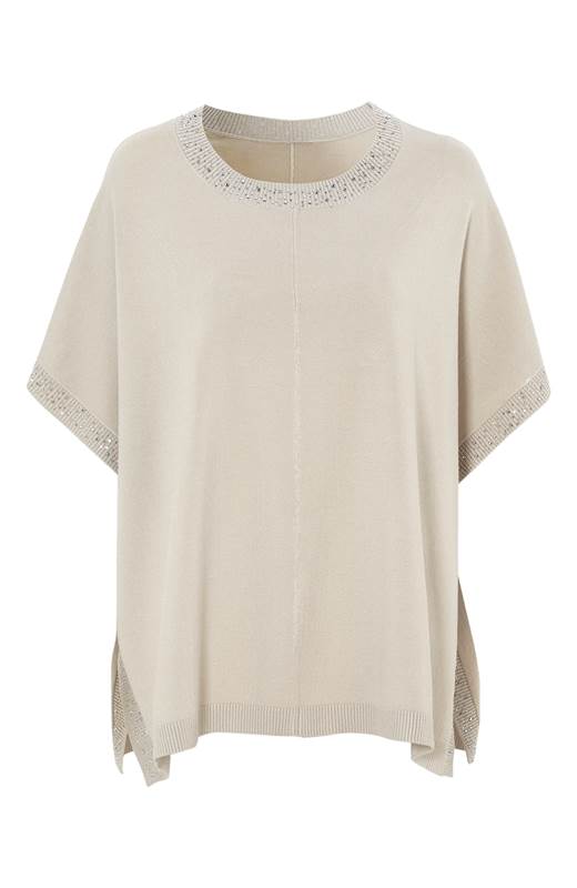 Cellbes stickad poncho med glitter Beige