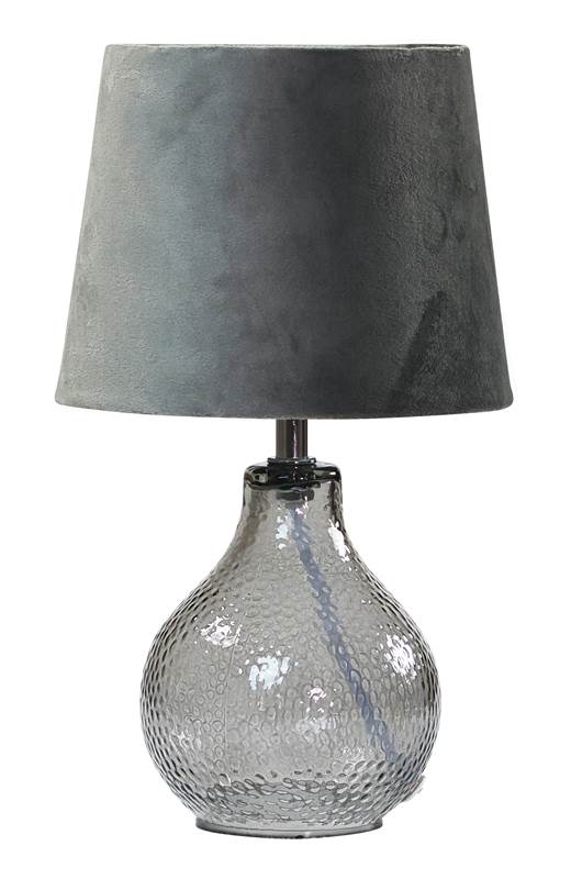 Bordslampa Julia glas/sammet 31 cm Grå