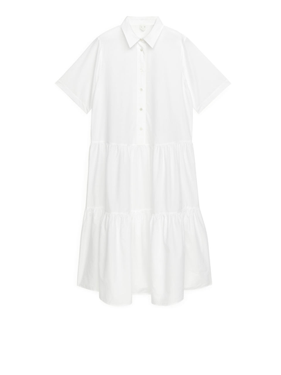 Cotton Lyocell Tier Dress - White