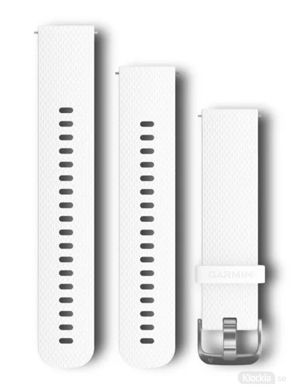 Garmin Armband med snäppspänne, Vitt silikonarmband med spännen i rostfritt stål