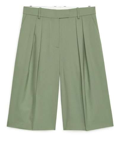Hopsack Wool Culottes - Green