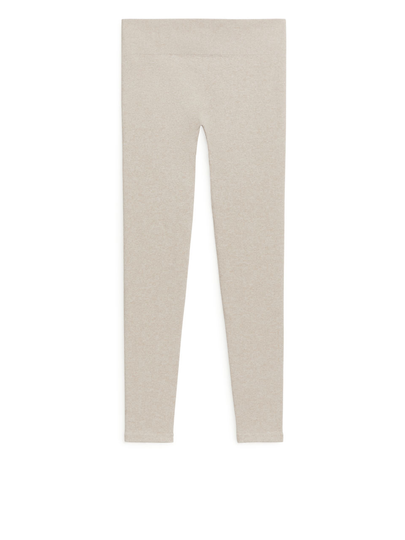 High-Waist Seamless Leggings - Beige