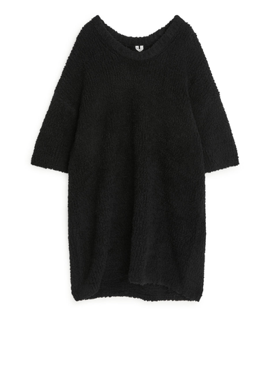 Oversized Heavy-Knit Dress - Black
