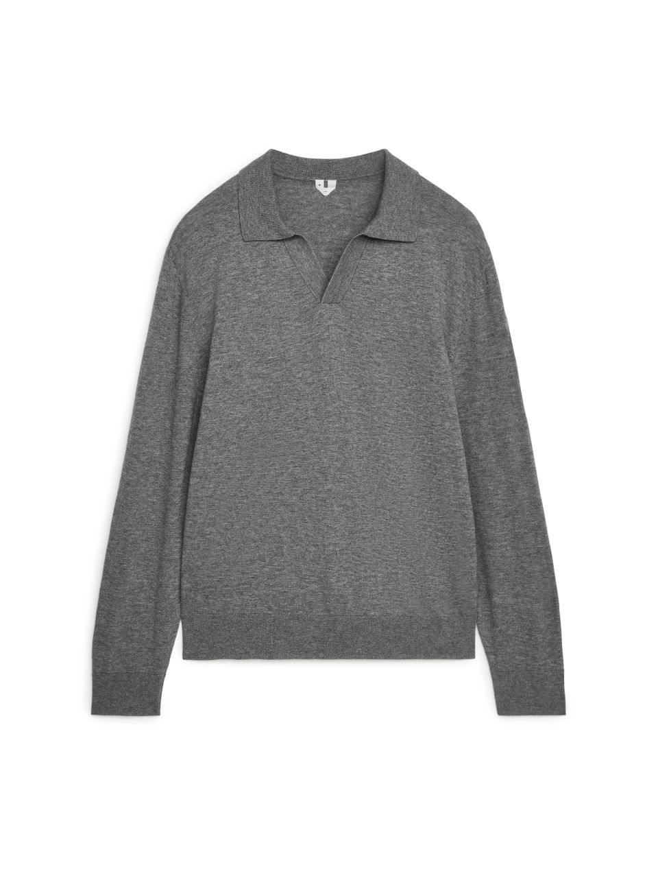 Knitted Cotton Merino Polo Shirt - Grey