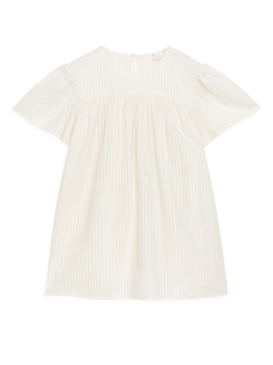 Voluminous Seersucker Dress - White