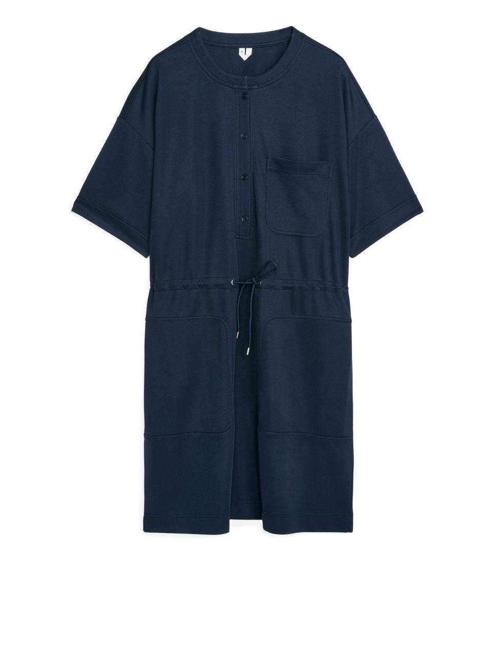 Short-Sleeved Jersey Dress - Blue