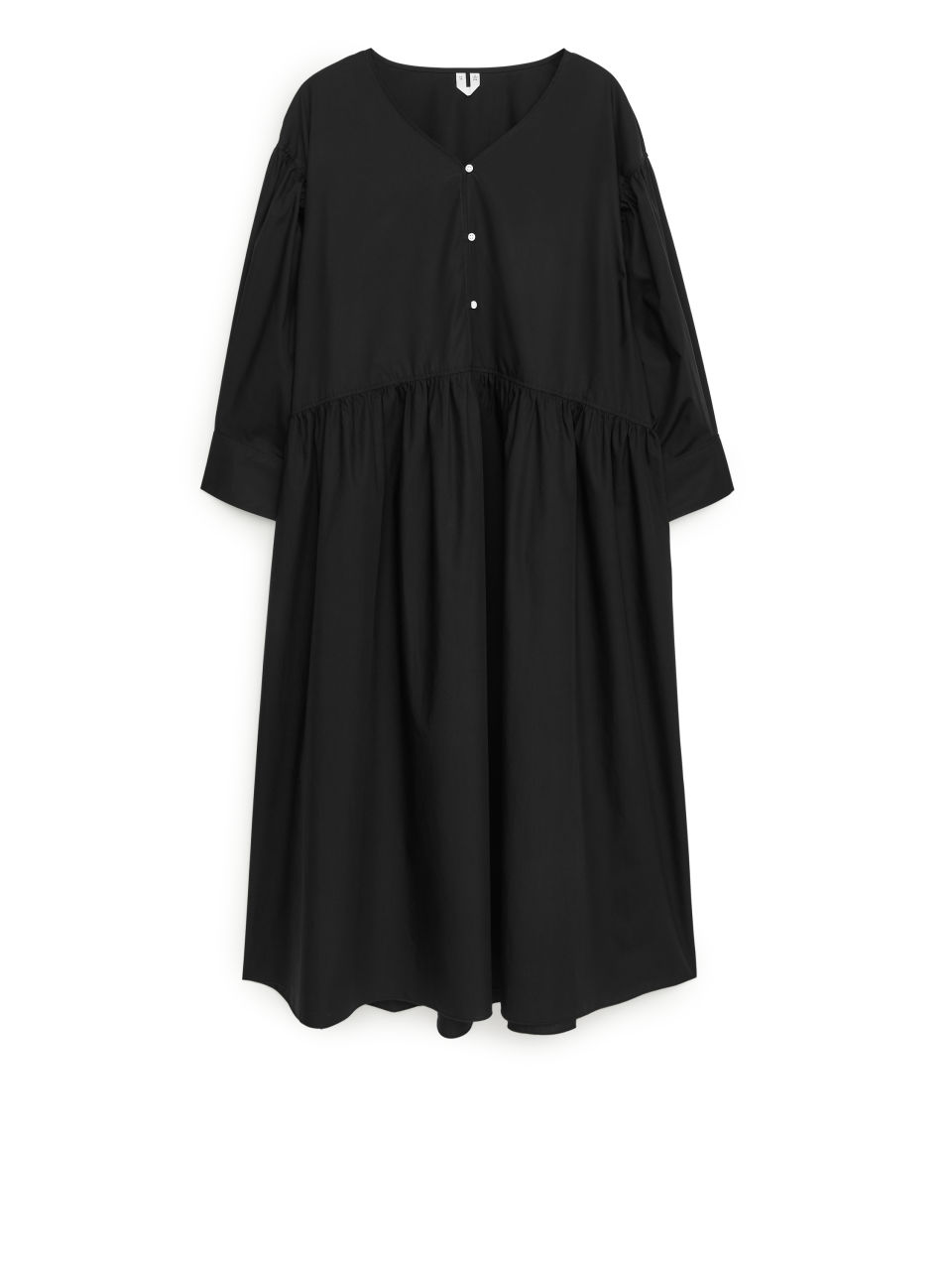 Wide Poplin Dress - Black