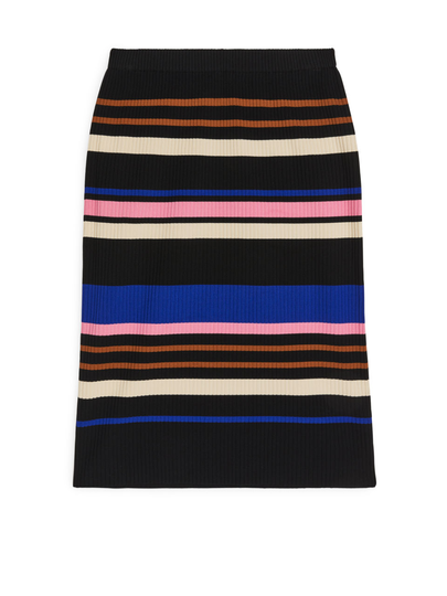 Rib-Knitted Skirt - Black