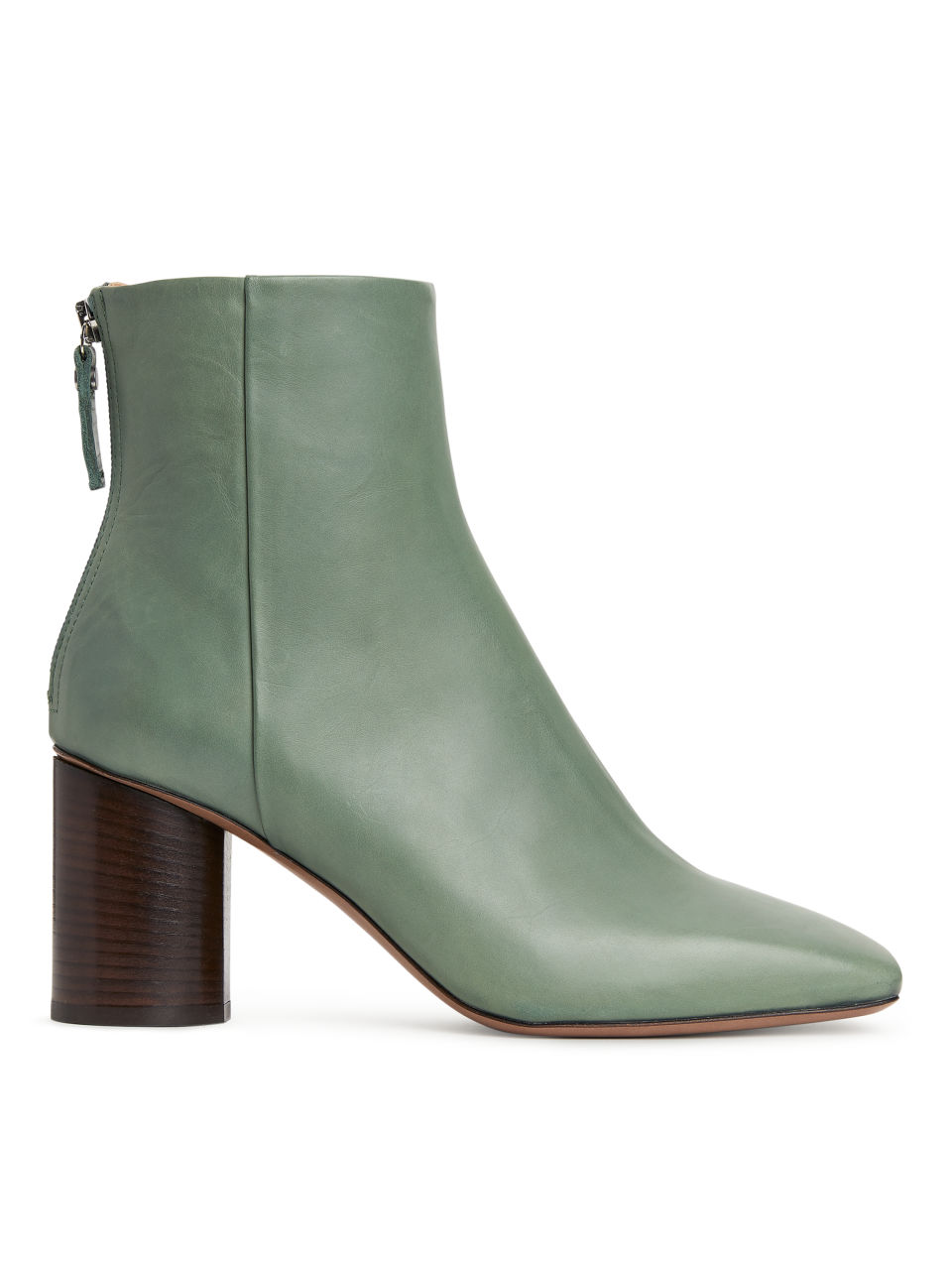 Square-Toe Leather Boots - Green