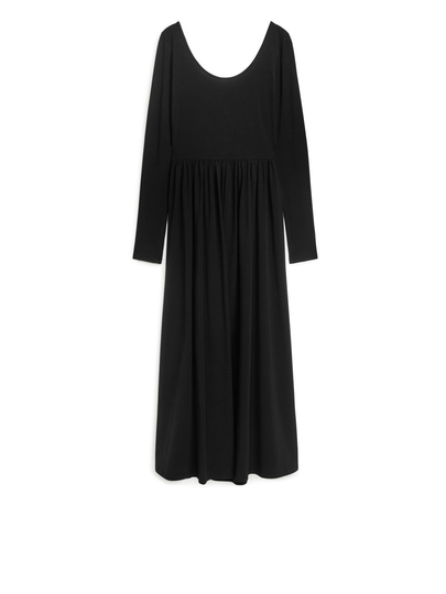 Scoop-Neck Jersey Dress - Black