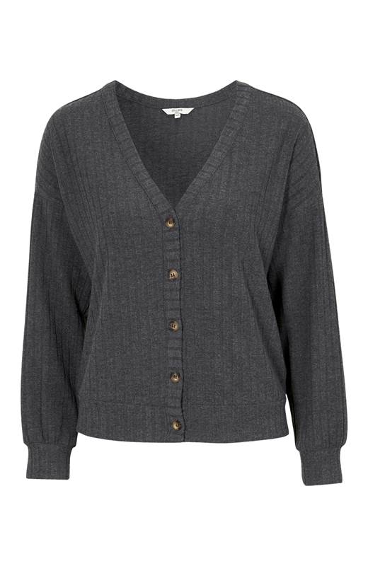 Cellbes Ribbad cardigan Antracitgråmelange