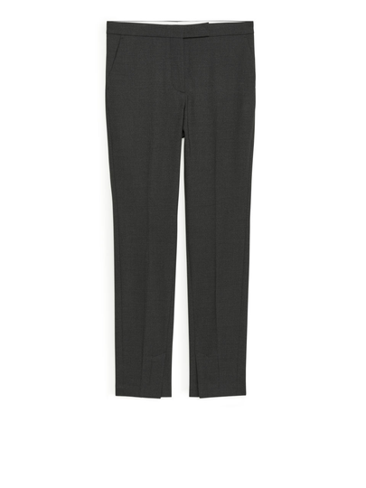 Tailored Slim-Fit Wool Trousers - Grey