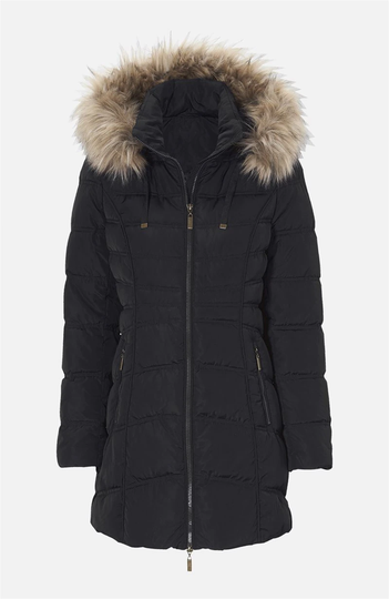 Helfodrad parkas med fuskpäls
