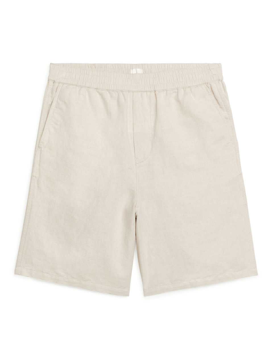Cotton-Linen Drawstring Shorts - Beige