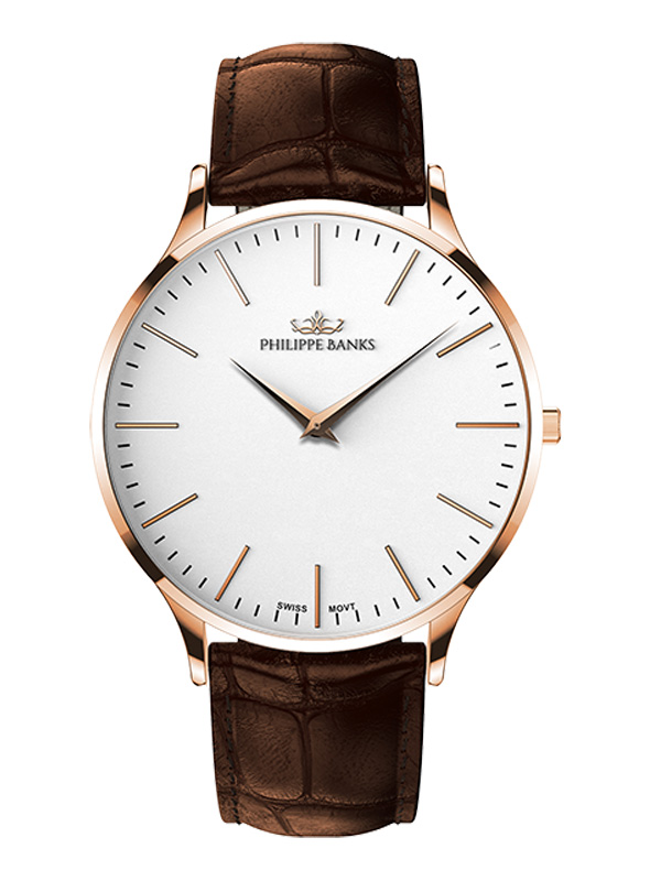 Philippe Banks Slimline 40 Rosé Brown Croc Leather 402-01-L04