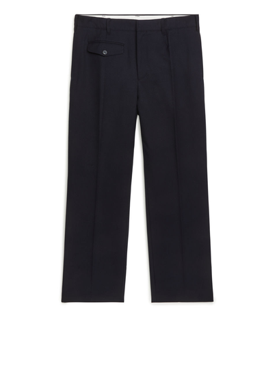 Straight Tailored Wool Trousers - Blue